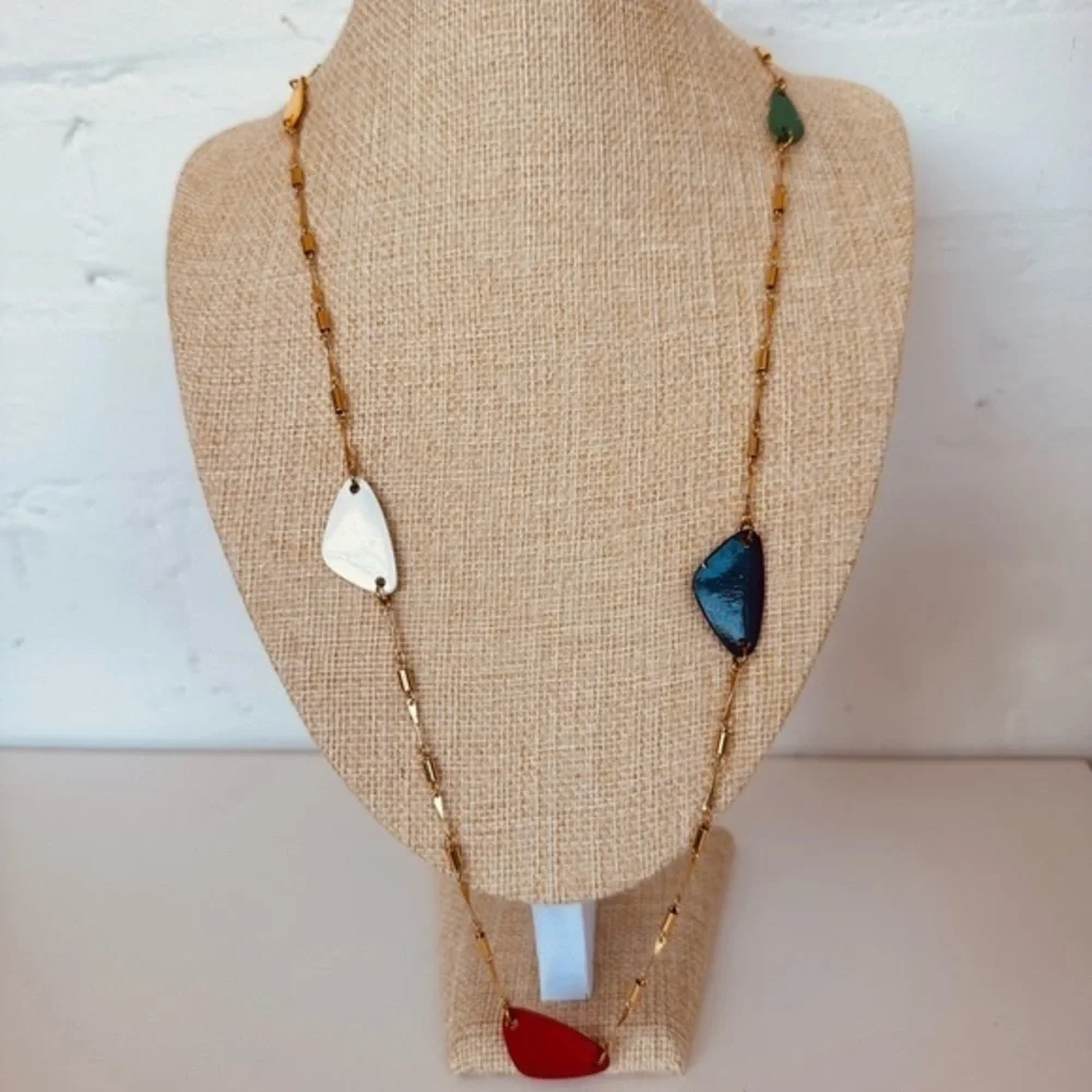 Rare Vintage Eisenberg‎ Necklace Retro Style Colorful Enamel Link Necklace 28”